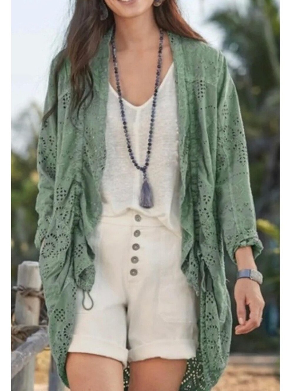 Sundance Moonlight Eyelet Jacket Cardigan Duster, Size MP